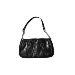 Express Black Shoulder Bag  Silver Hardware Zip Closure Y2K Mini Purse